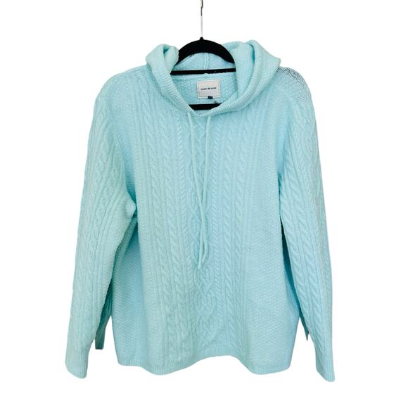 Court & Rowe Cable Knit Sweater Bennett Hooded Mint Plus Size 2X - Picture 1 of 9